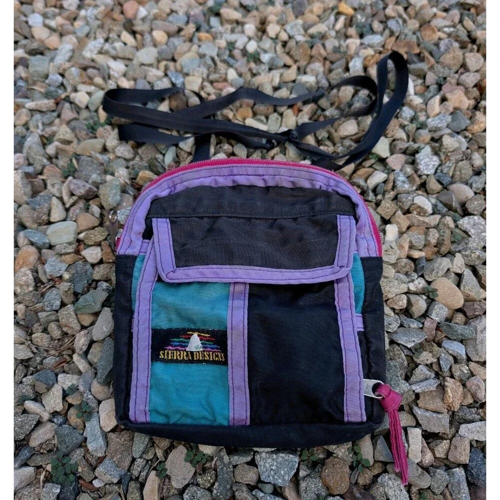 Vintage 90s Sierra Designs Color Block Fanny Pouch Bag Pink Purple Blue Retro